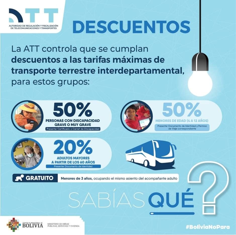 ATT recuerda que personas con discapacidad y adultos mayores tienen descuentos en tarifas de boletos de transporte interdepartamental