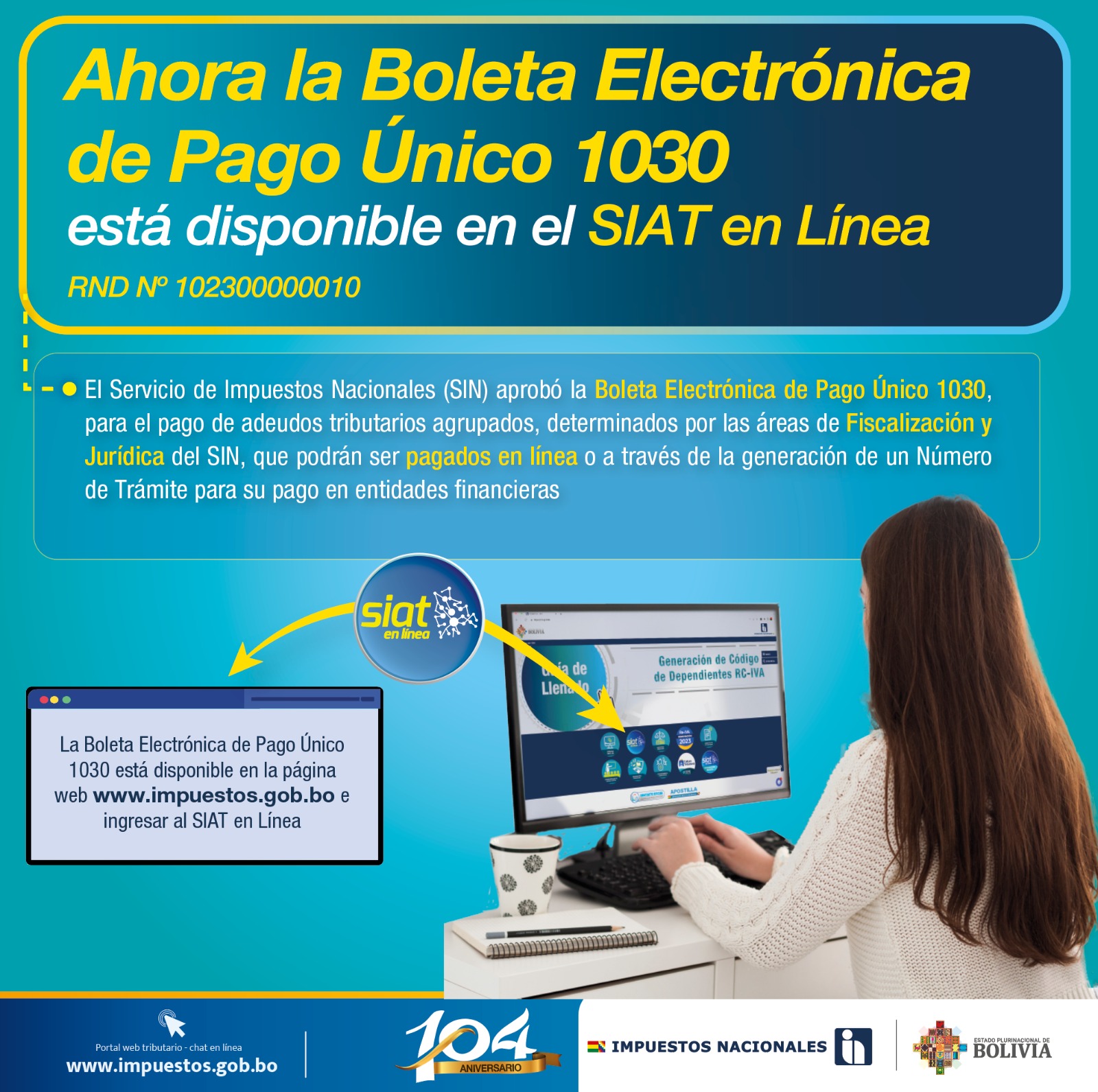 Impuestos aprueba la Boleta Electrónica de Pago Único 1030