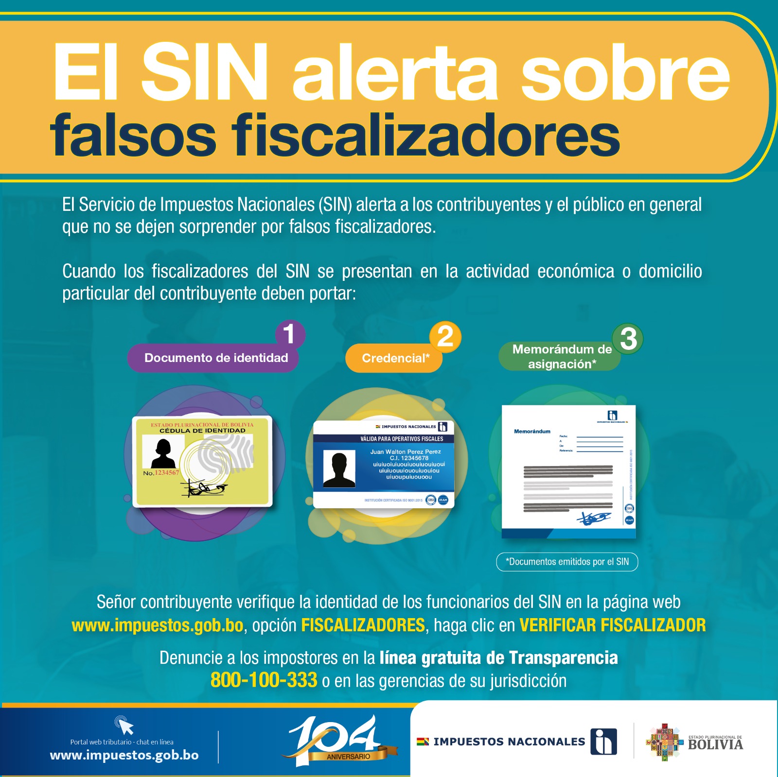 Impuestos alerta que falsos fiscalizadores operan en Santa Cruz y pide denunciar cualquier acto irregular