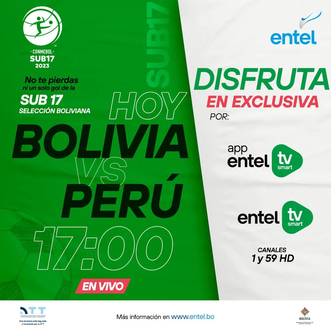 Entel Tv transmite los partidos del Campeonato Sudamericano de Fútbol Sub 17