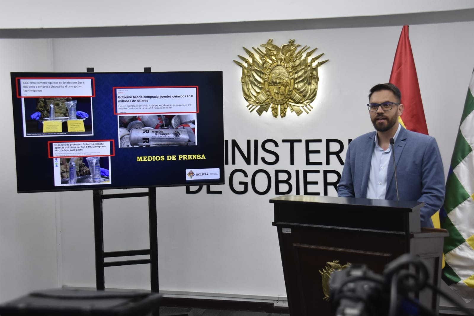 Gobierno compra gases lacrimógenos por Bs 64 millones, sin intermediarios y un ahorro de Bs 16 millones