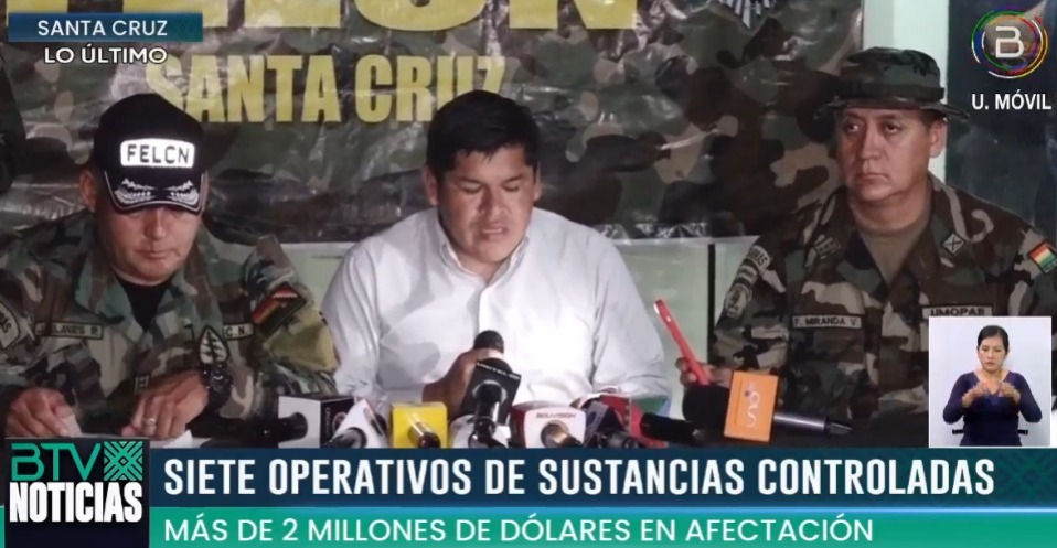 Felcn secuestra más de 574 kilos de sustancias controladas en siete operativos en Santa Cruz 