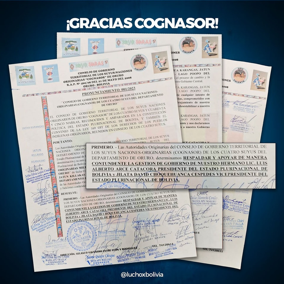 Presidente agradece respaldo de Cognasor de Oruro y afirma que la reconstrucción económica no se detiene 
