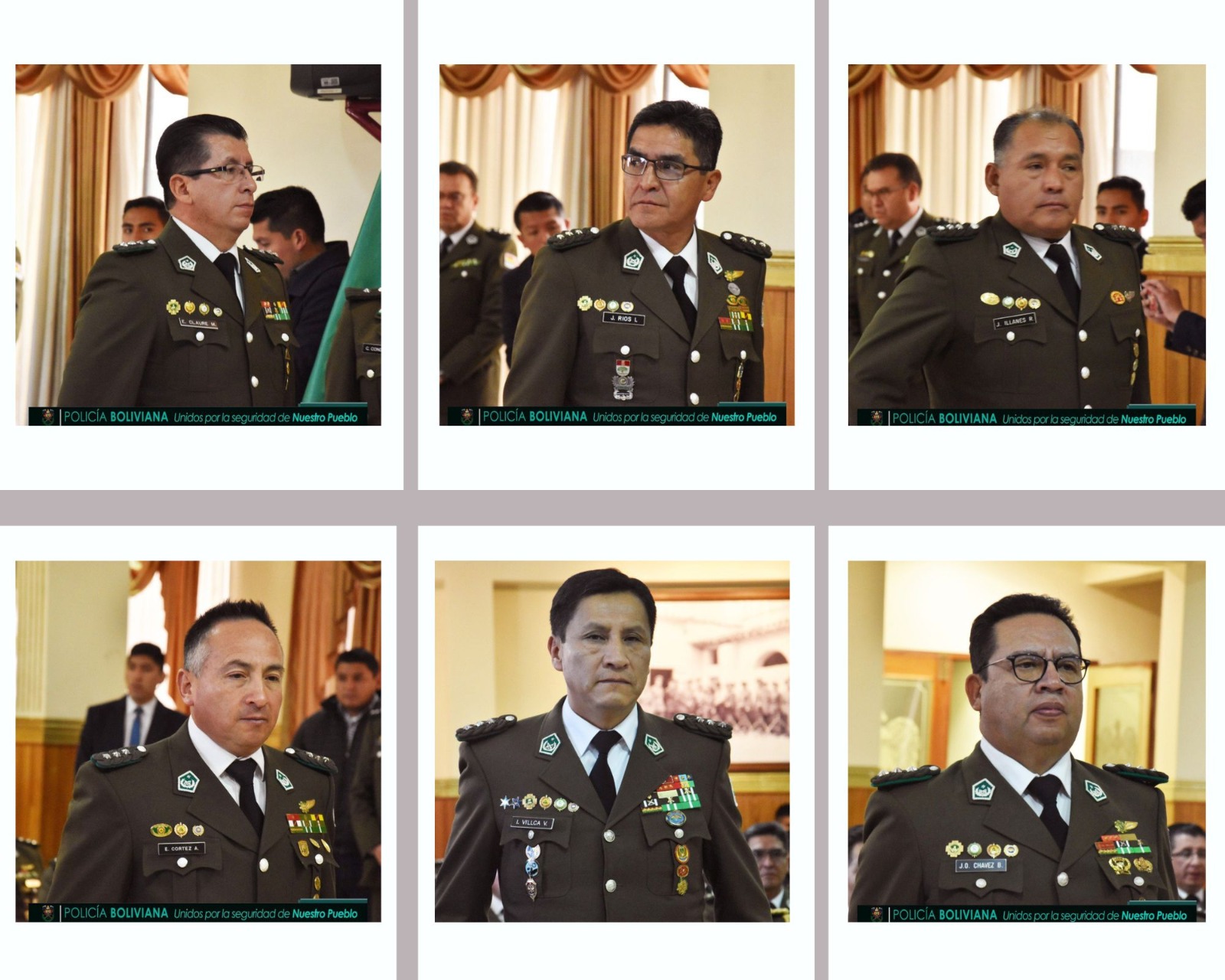 Posesionan a seis nuevos jefes nacionales y departamentales de la Policía Boliviana 