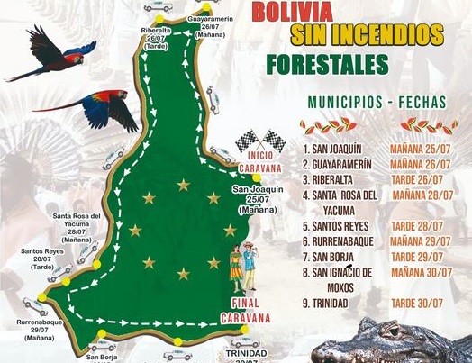 Caravana de prevención contra incendios forestales recorrerá nueve municipios de Beni este mes