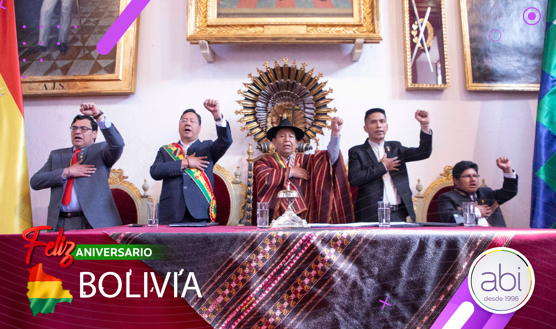 Inicio de la sesión de honor por el 198 aniversario de la Independencia de Bolivia. Foto: Vicepresidencia.
