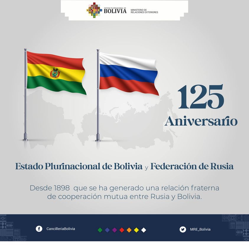 Bolivia conmemora el 125 aniversario de relaciones diplomáticas con Rusia