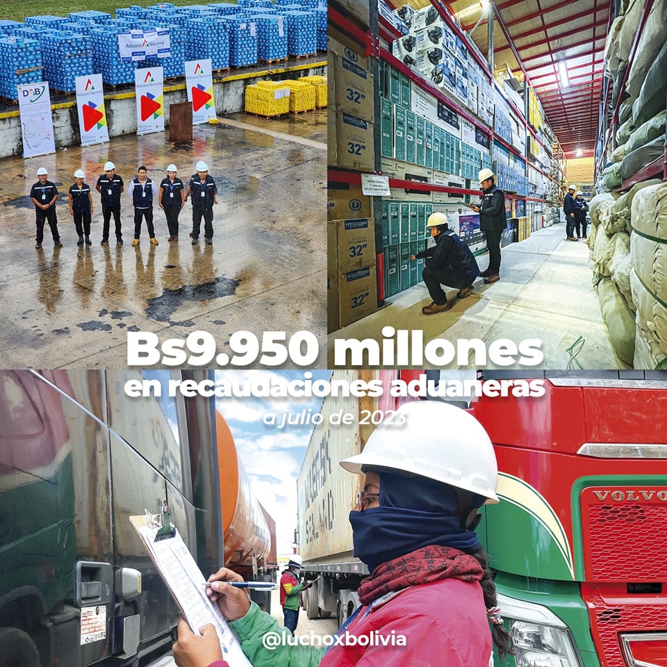 Aduana alcanzó Bs 9.950 millones en recaudaciones y más de Bs 380 millones en comisos hasta julio