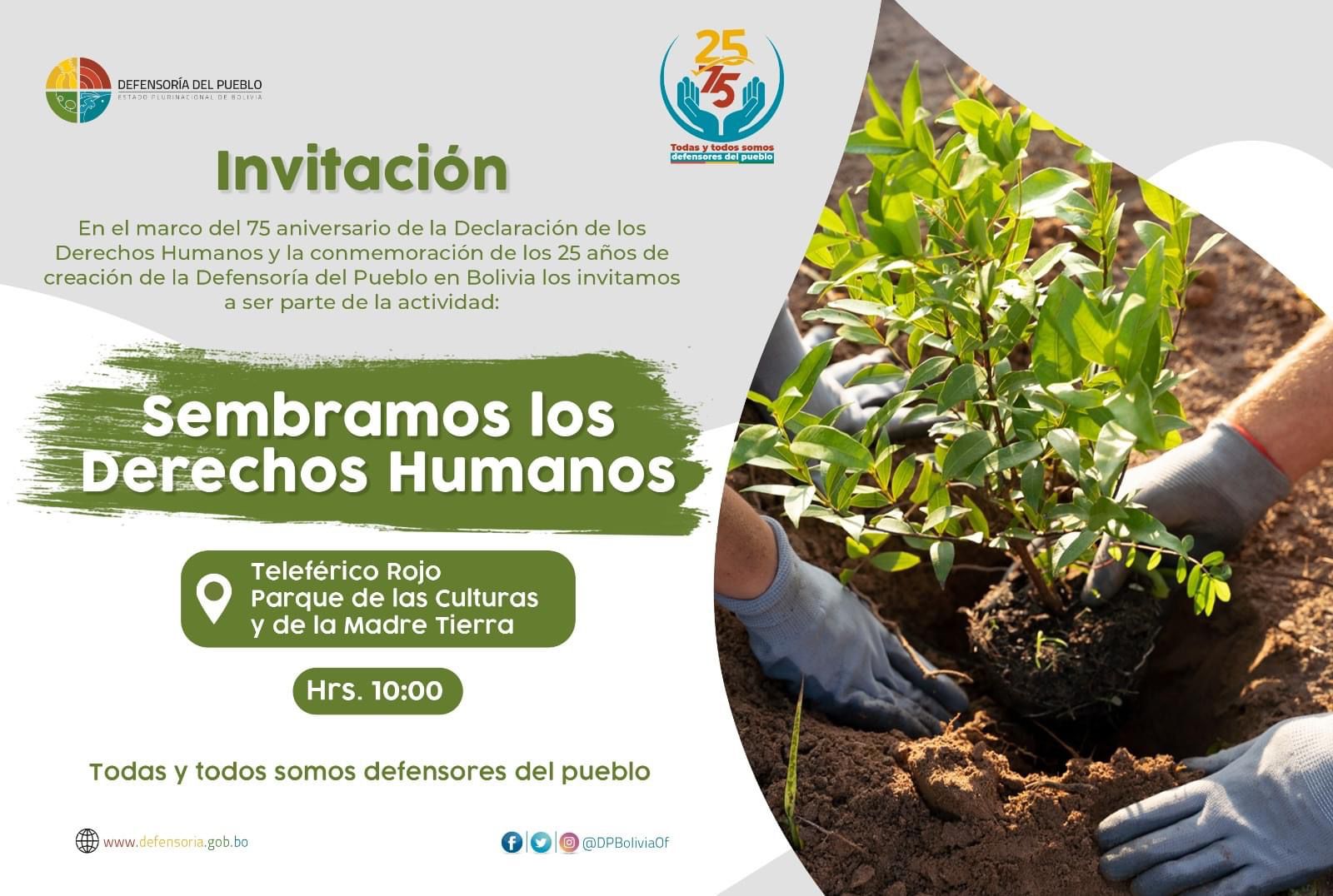 Defensoría promueve la siembra de plantines como símbolo de los derechos humanos y la convivencia pacífica