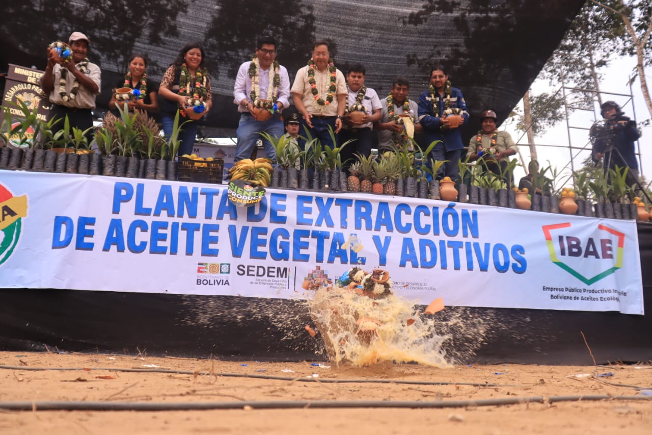 Inicia construcción de planta procesadora de aceite vegetal en Chimoré con Bs 164 millones de inversión