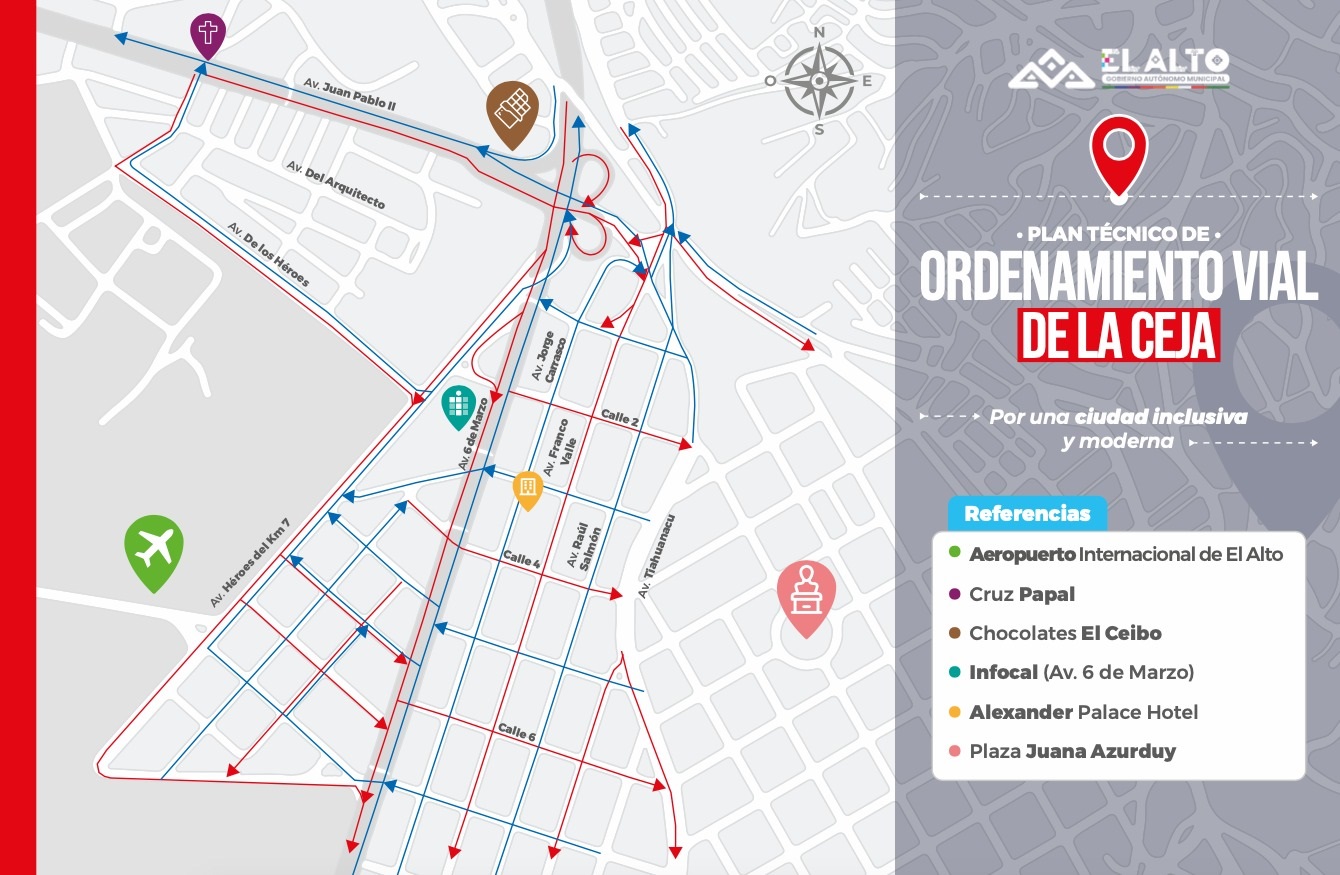 Plan de reordenamiento vehicular en la Ceja de El Alto será activado desde el lunes
