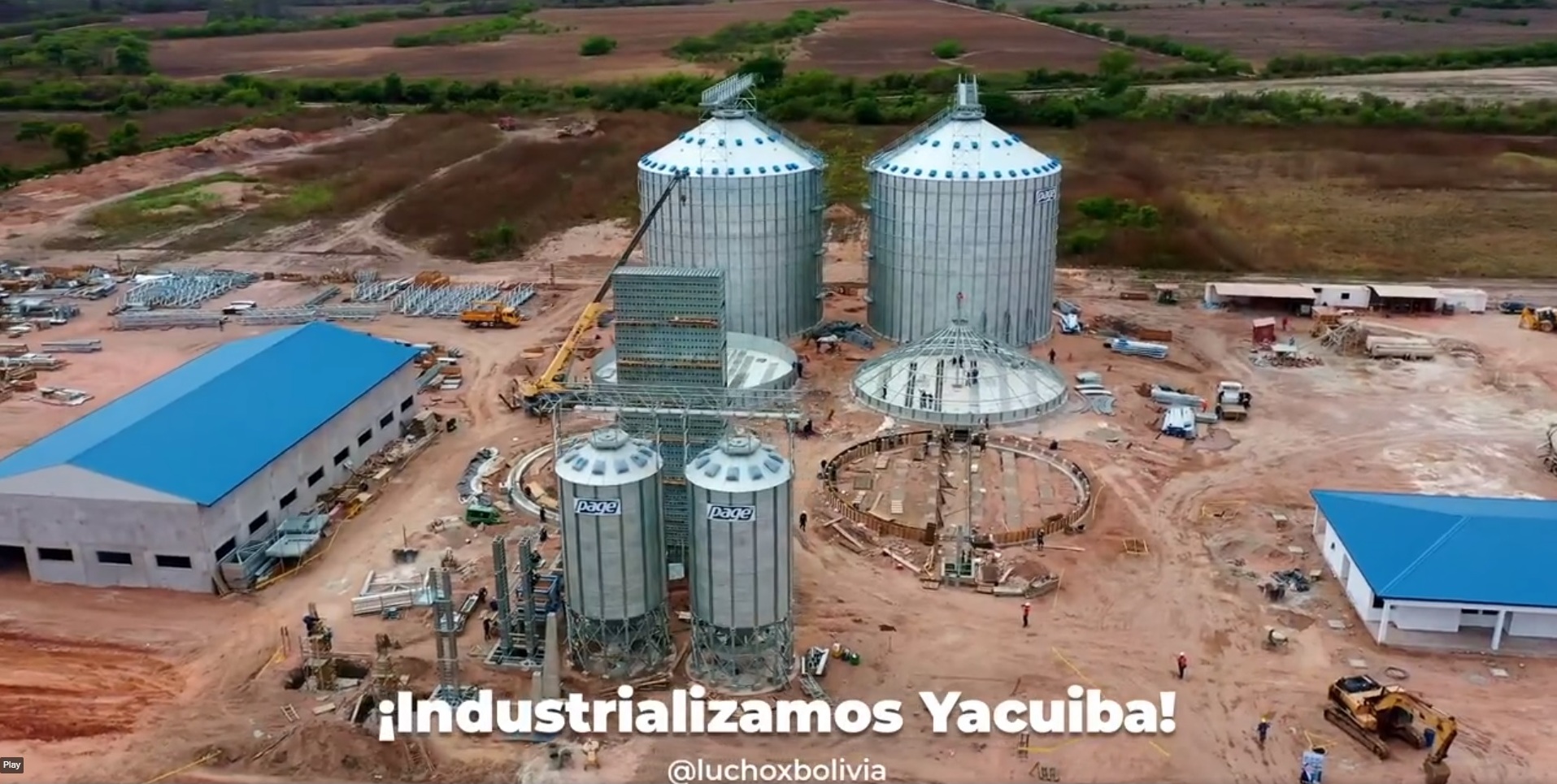 Centro de transformación de granos en Yacuiba tiene avance del 61%, Arce asegura que la industrialización no se detiene