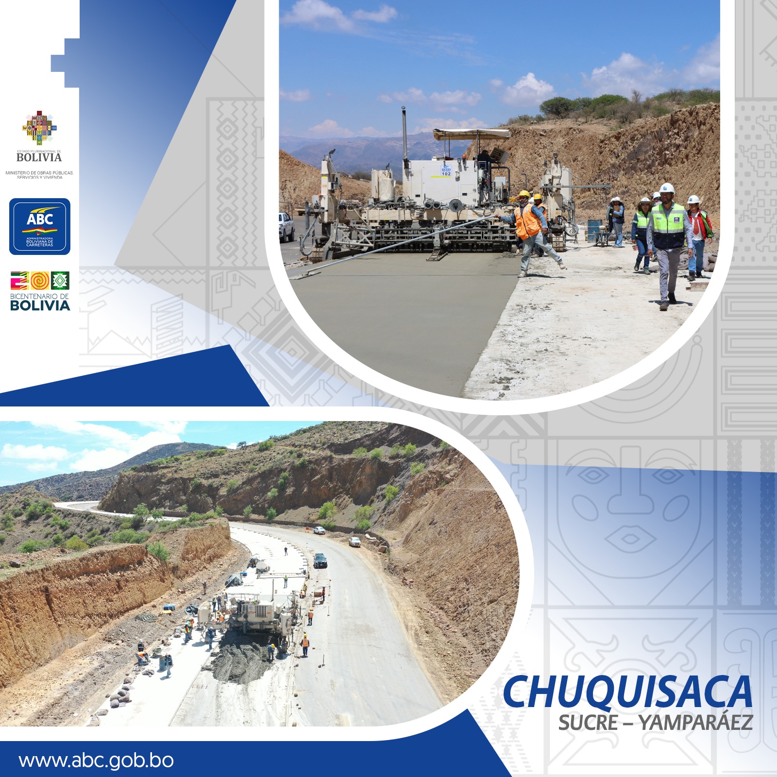 Tendido de pavimiento rígido en la doble vía Sucre – Yamparáez tiene un avance del 15%