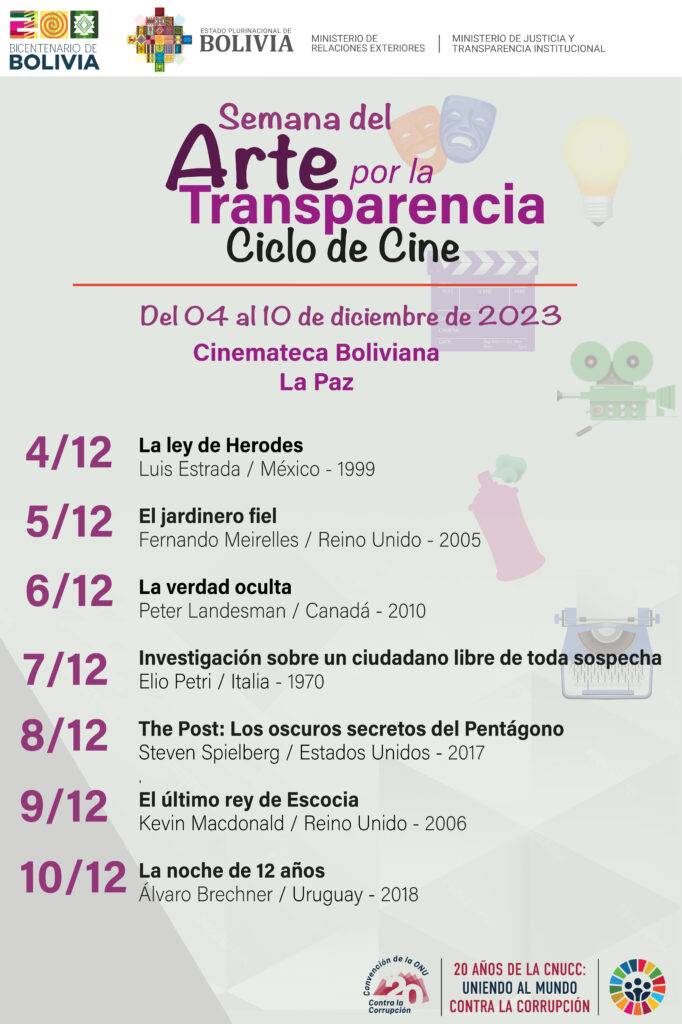 Cinemateca proyecta ciclo de filmes que buscan promover reflexión sobre la transparencia 