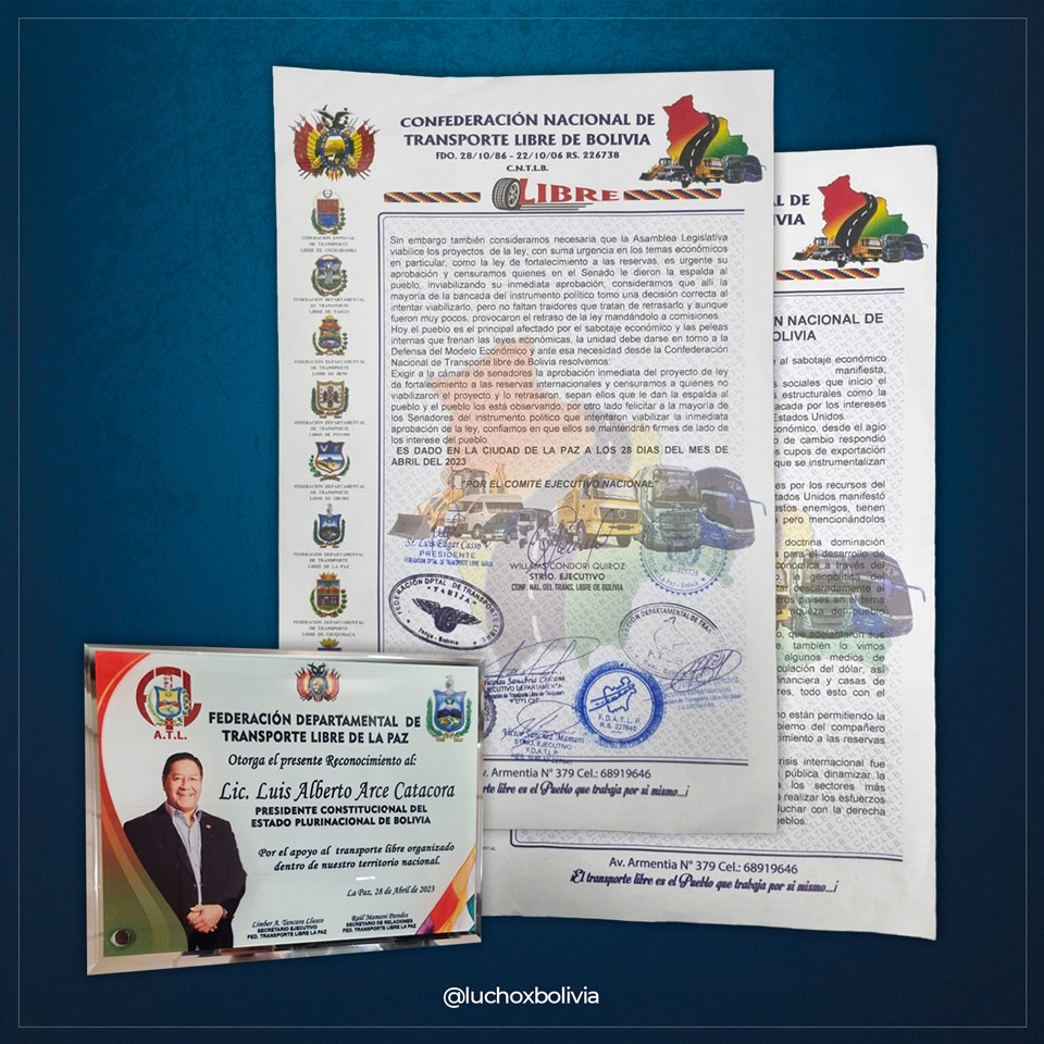 Arce agradece respaldo del Transporte Libre y afirma que los intereses del pueblo deben estar por encima de cualquier inclinación