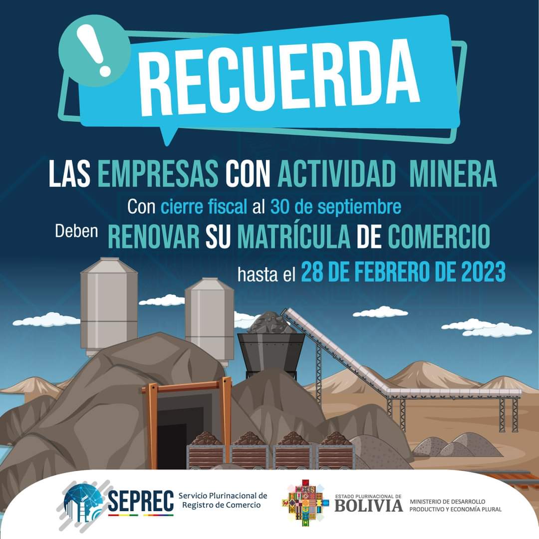 Seprec: Empresas mineras tienen hasta fin de mes para actualizar su matrícula de comercio