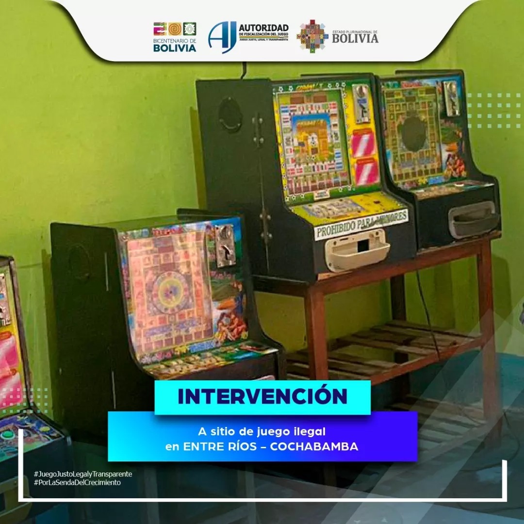Autoridad del Juego interviene local clandestino y comisa cinco máquinas de azar en el trópico de Cochabamba