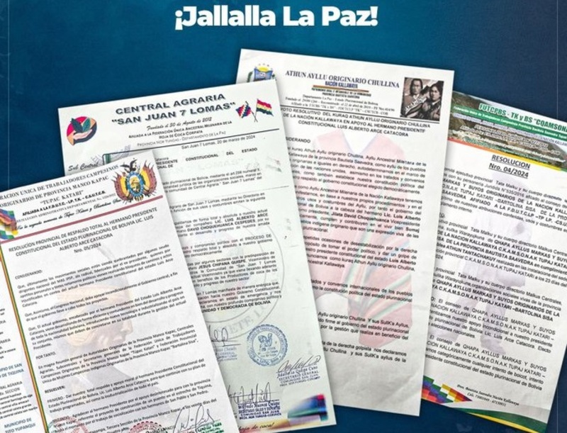 Arce agradece el respaldo de los trabajadores campesinos de las provincias Manco Kapac y Bautista Saavedra de La Paz