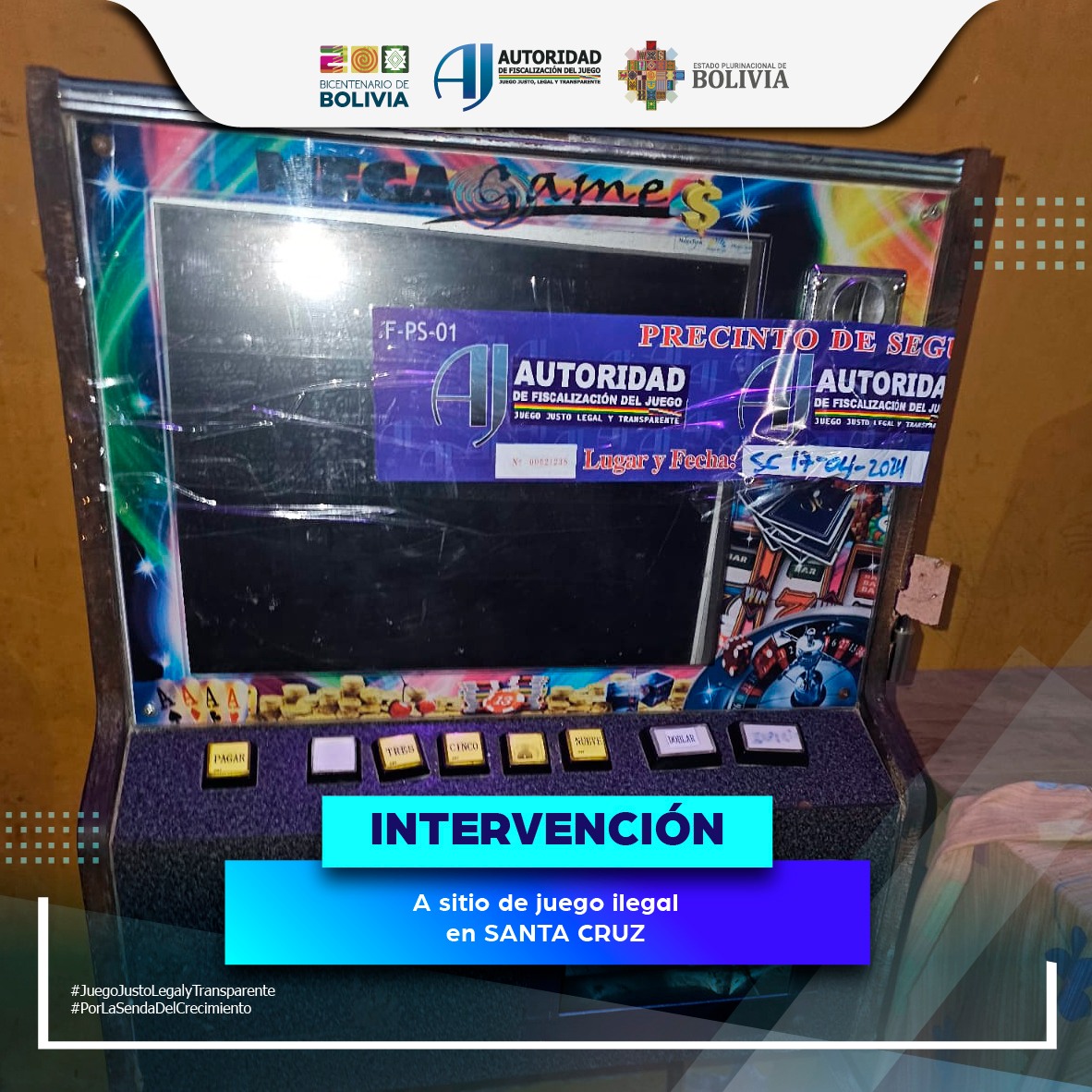 AJ intensifica acciones de control contra el juego ilegal en Santa Cruz