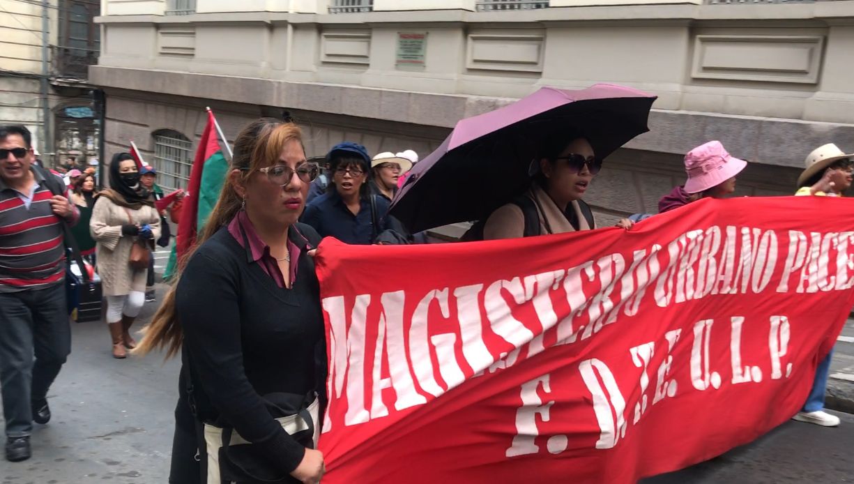 Marcha del Magisterio de La Paz. Foto: ABI 