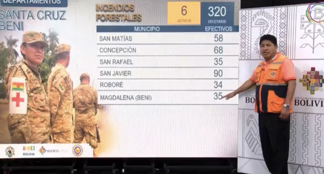 Esperan que ingreso de frente frío con lluvias y bombardeo de nubes ayuden a sofocar incendios forestales en Santa Cruz