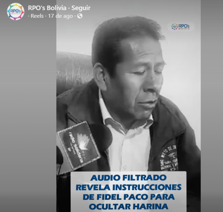 Audio filtrado revela instrucción de dirigente panificador de El Alto para ocultar harina