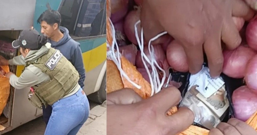 Aprenden a hombre que ilegalmente trasladaba más de Bs 2 millones camuflado en cebolla