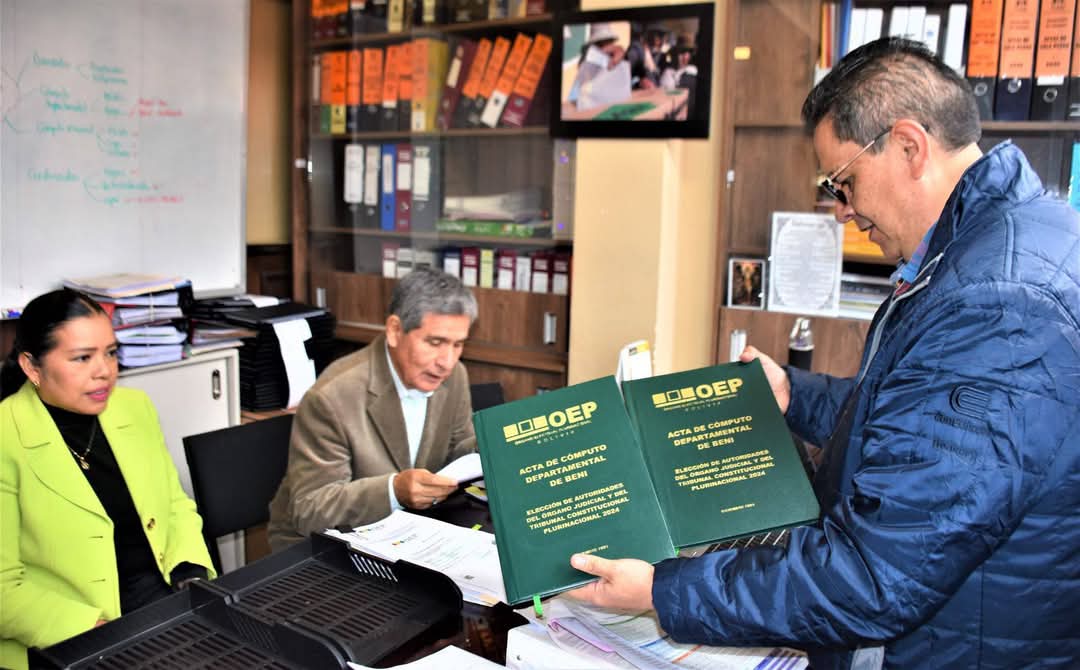Tribunales de Beni, Chuquisaca, La Paz, Oruro Pando y Tarija entregan actas de cómputo de las judiciales al TSE 