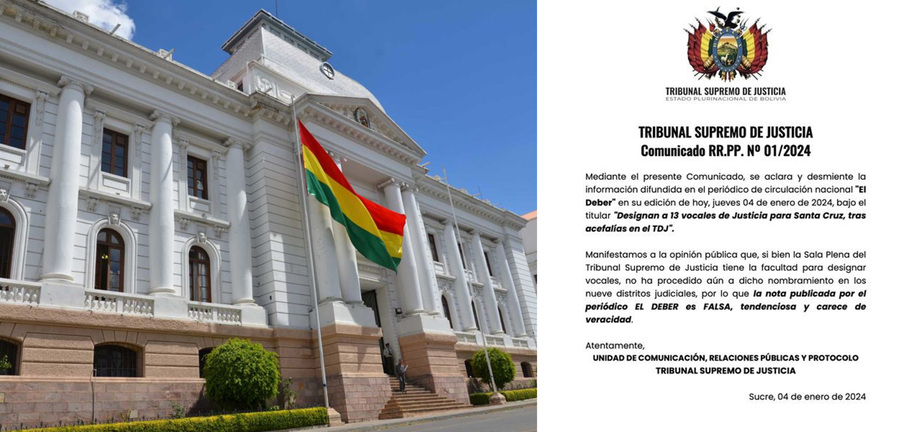 TSJ desmiente presunta designación de 13 vocales de Justicia para Santa Cruz