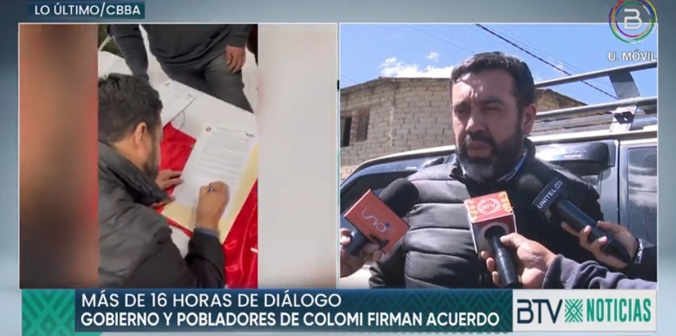 Levantan bloqueos en Colomi tras prolongado diálogo y suscripción de acuerdo