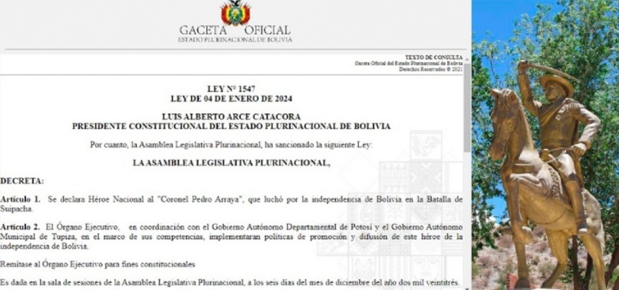 Ley declara al coronel Pedro Arraya “héroe nacional” por la batalla de Suipacha
