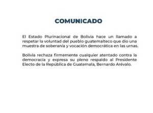 Bolivia expresa su respaldo al presidente electo de Guatemala Arévalo y aboga por respetar la voluntad popular