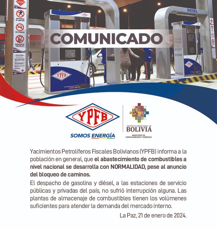 YPFB garantiza abastecimiento de combustibles 
