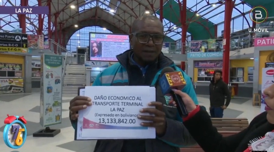 Terminal de Buses de La Paz pierde Bs 13 millones por bloqueos, salidas a Cochabamba y Santa Cruz continúan suspendidas