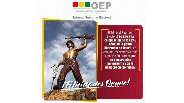 TSE destaca vocación democrática del departamento de Oruro