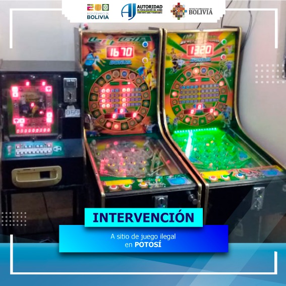 Autoridad del Juego interviene local clandestino e incauta 14 máquinas de azar en Llallagua