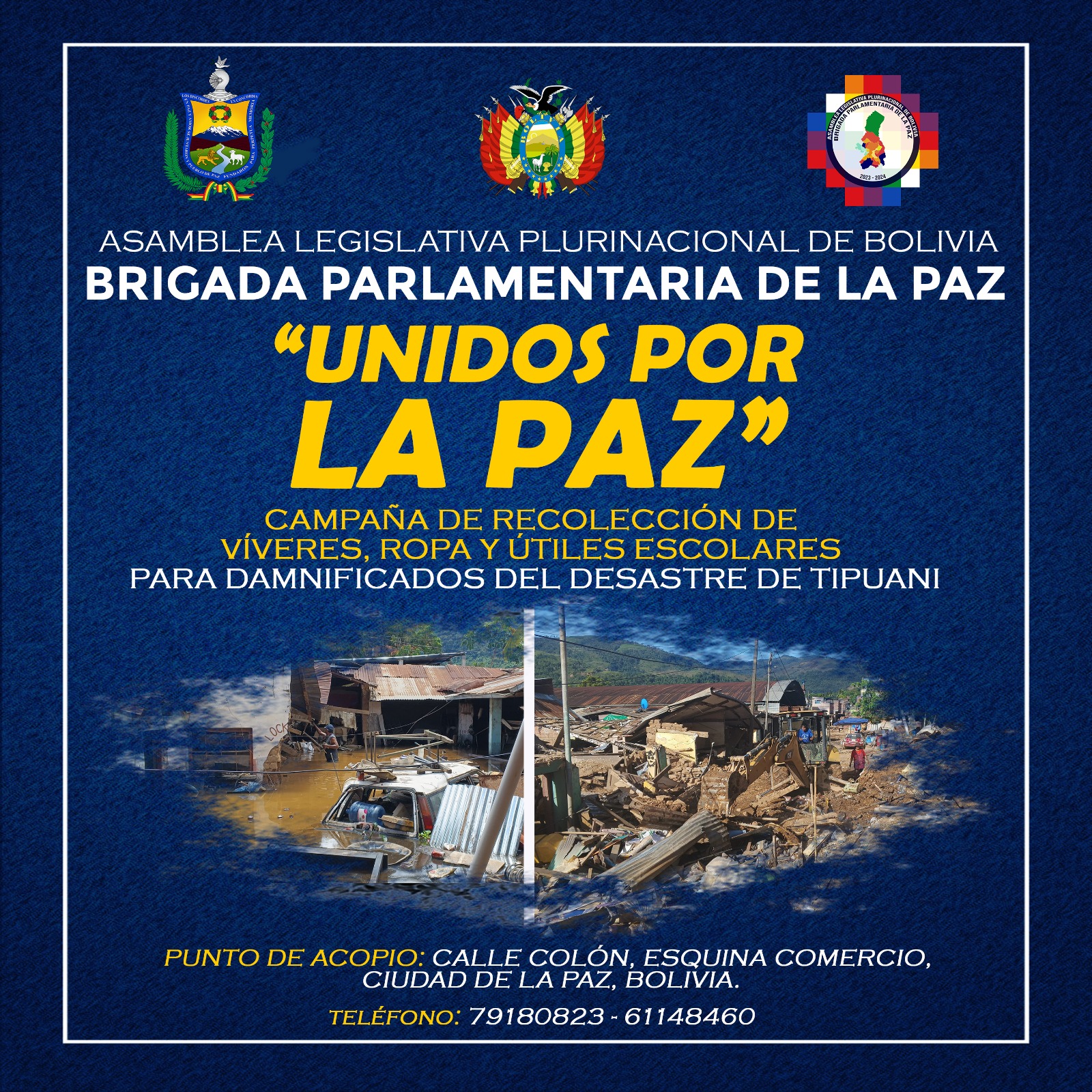 Activan campaña para recolectar víveres y material escolar para damnificados en Tipuani