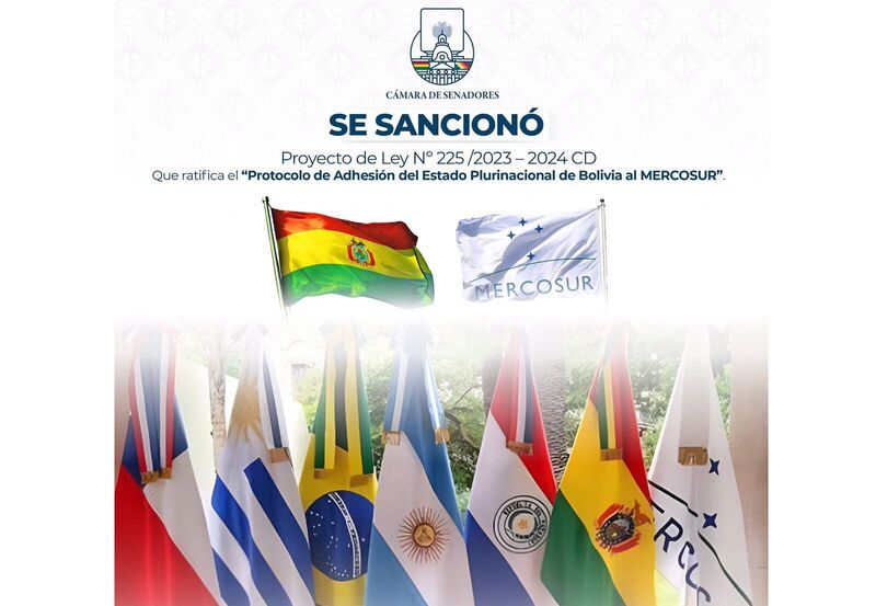 Senado sanciona adhesión de Bolivia al Mercosur, embajadores de Brasil y Paraguay saludan la determinación