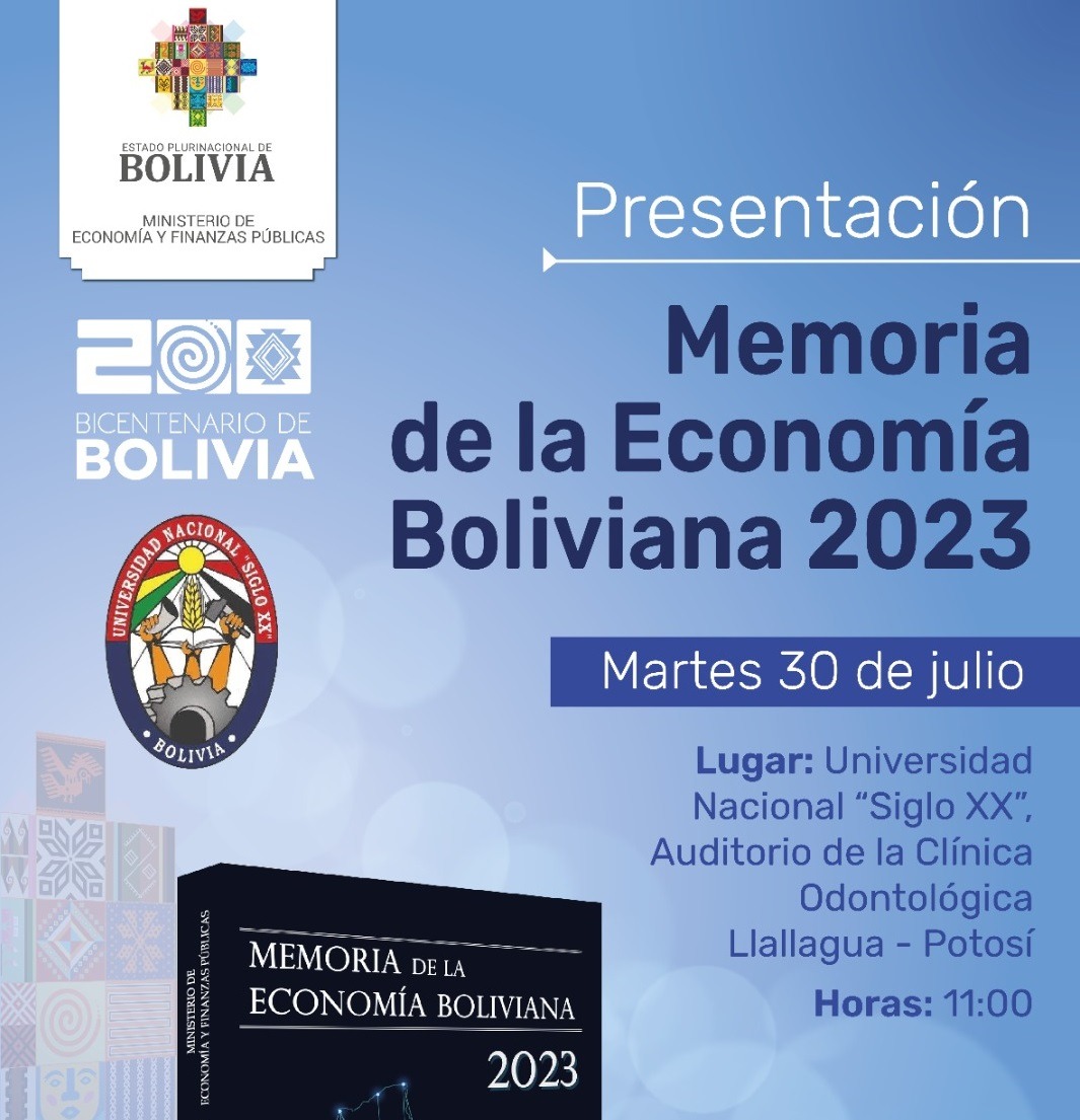 Invitan a la presentación de la Memoria de la Economía Boliviana 2023 en Llallagua