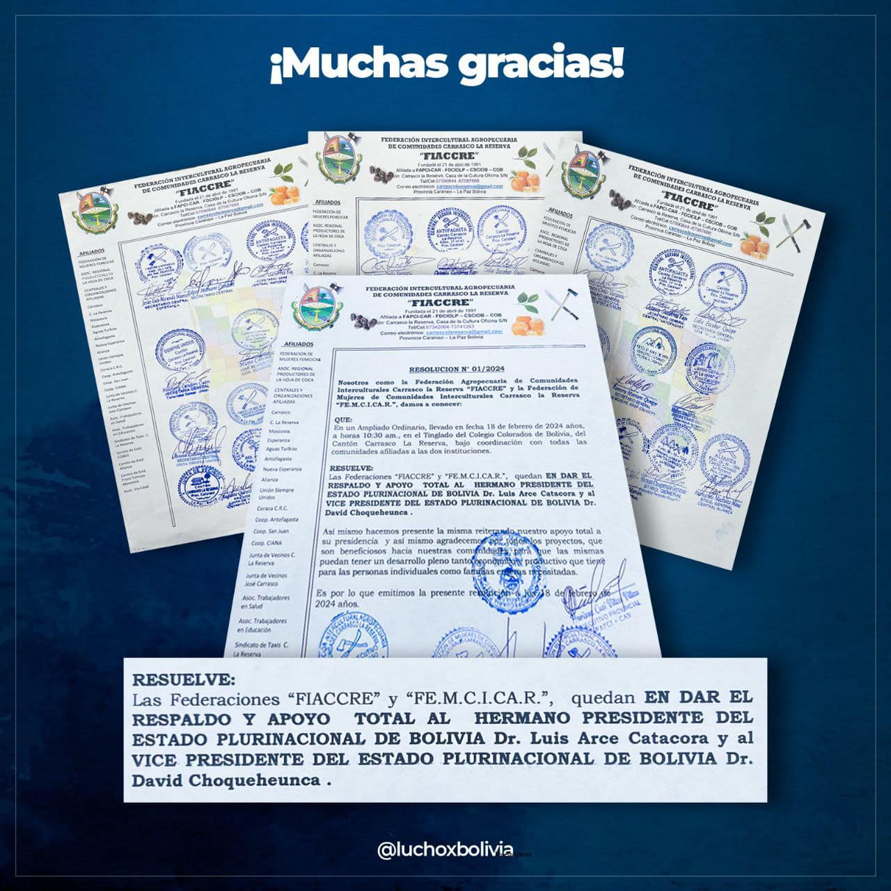 Federaciones de interculturales respaldan al presidente Arce