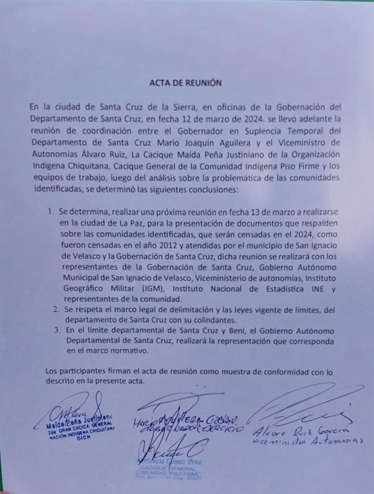 Pobladores de Piso Firme se cesarán, acuerdan reunión en La Paz para demostrar que están asentados en Santa Cruz