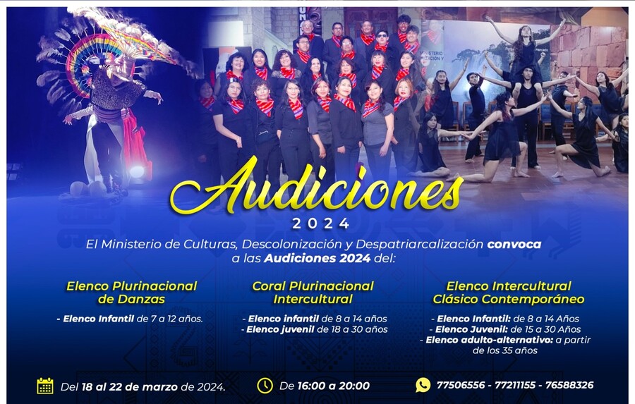 Culturas amplia audiciones para los Elencos Artísticos Plurinacionales hasta el 22 de marzo