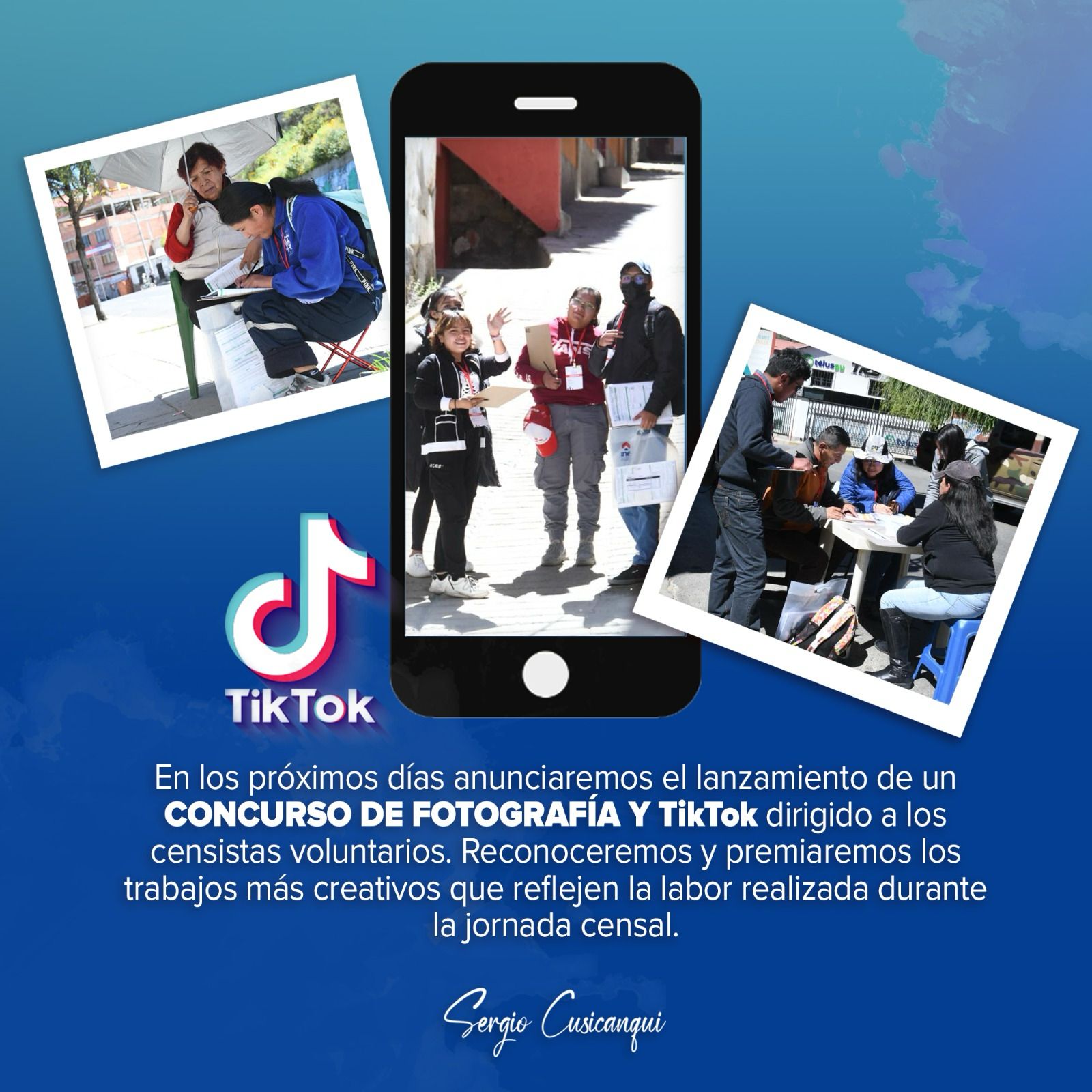 Concurso nacional premiará las mejores fotos y Tik Tok de censistas voluntarios y supervisores