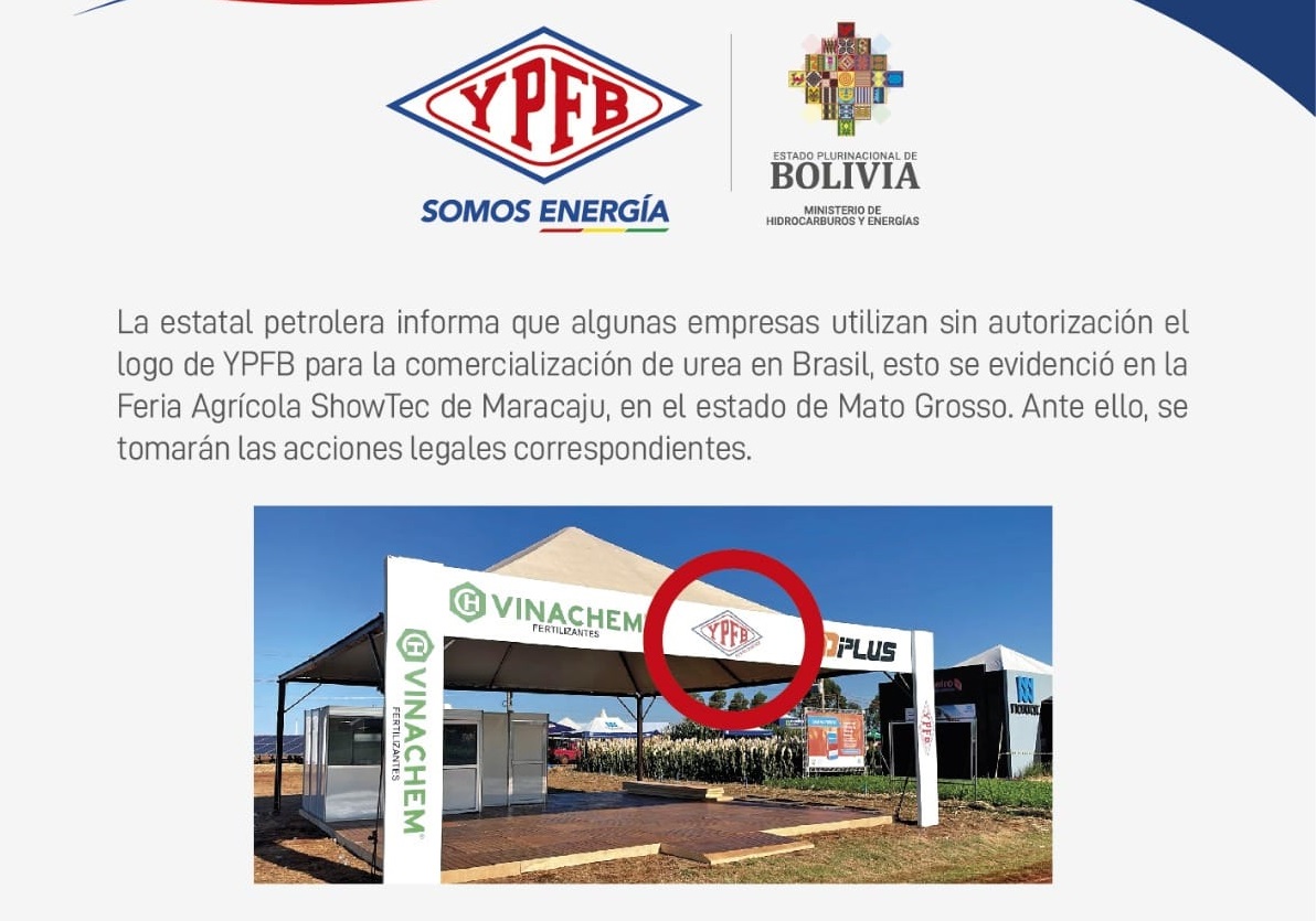 YPFB anuncia acciones legales contra empresas que en Brasil utilizan su logo sin autorización