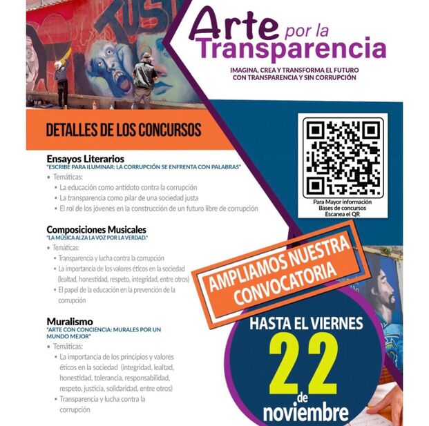 Extienden convocatoria del concurso nacional de "Arte por la Transparencia" hasta el 22 de noviembre