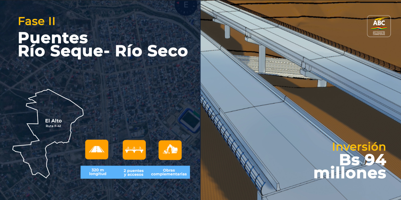 ABC firma contrato para construcción de los puentes Río Seque y Río Seco en El Alto por Bs 94 millones