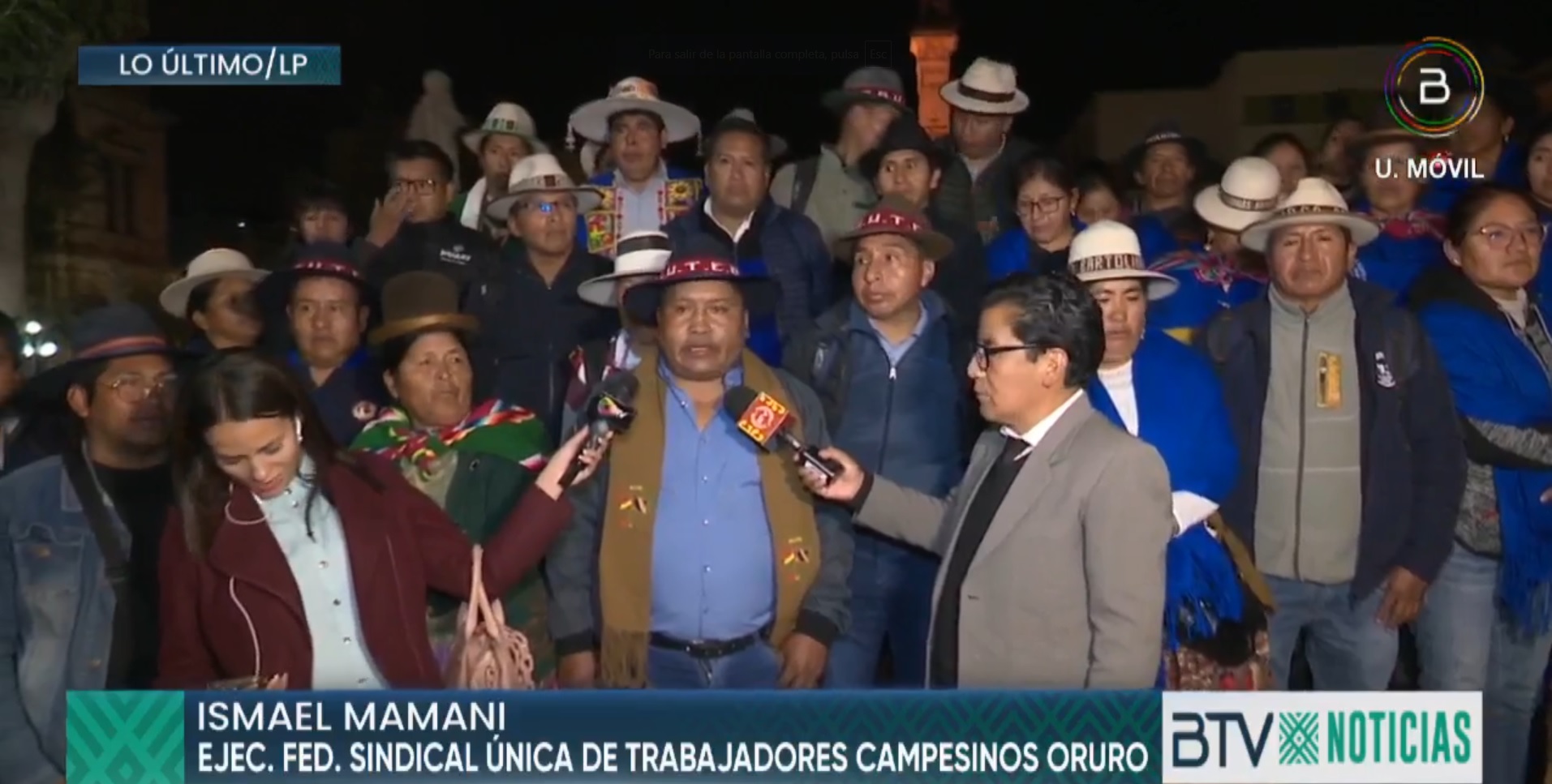 Organizaciones de Oruro exigen a Morales frenar la marcha y evitar enfrentamientos