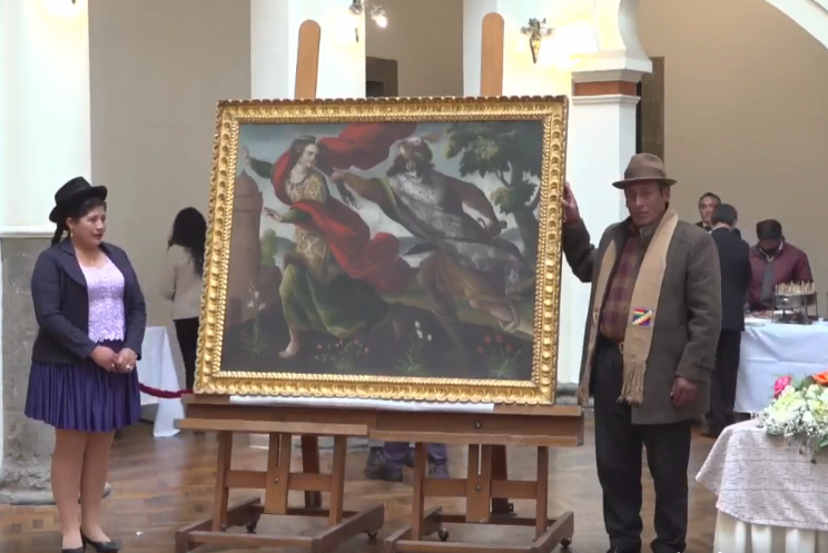 Presentan el lienzo de "Santa Bárbara” del siglo XVII fue repatriado de Chile 