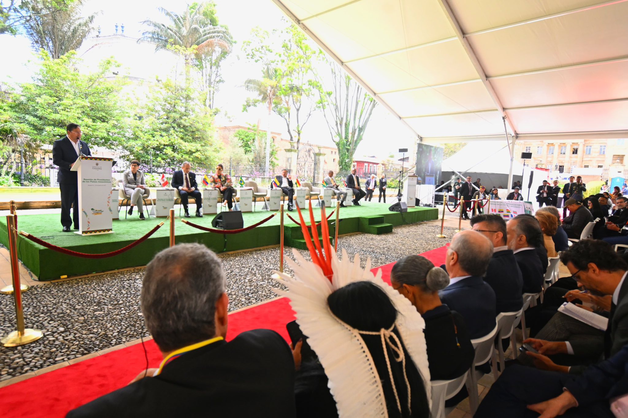 El presidente Luis Arce durante su intervención en la V Cumbre de Países Amazónicos. Foto: Comunicación Presidencial.