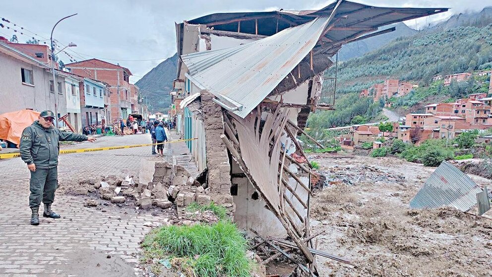Vivienda afectada por la riada en Quime, La Paz. Foto: RRSS